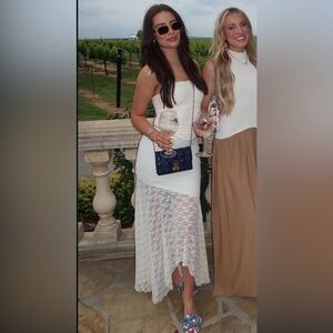 Revolve MORE TO COME White Lace Strapless skirt set / worn once / XS